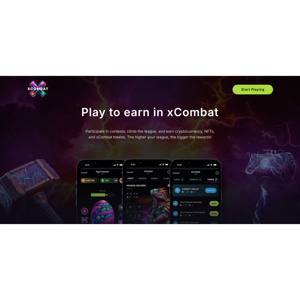 xCombat - лендинг для игры в Talagram